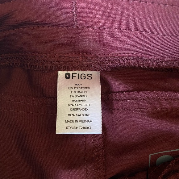 Figs Burgundy Scrub pant - Picture 4 of 6